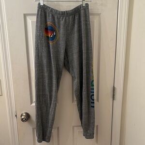 Aviator Nation Gray Joggers with Rainbow Accents